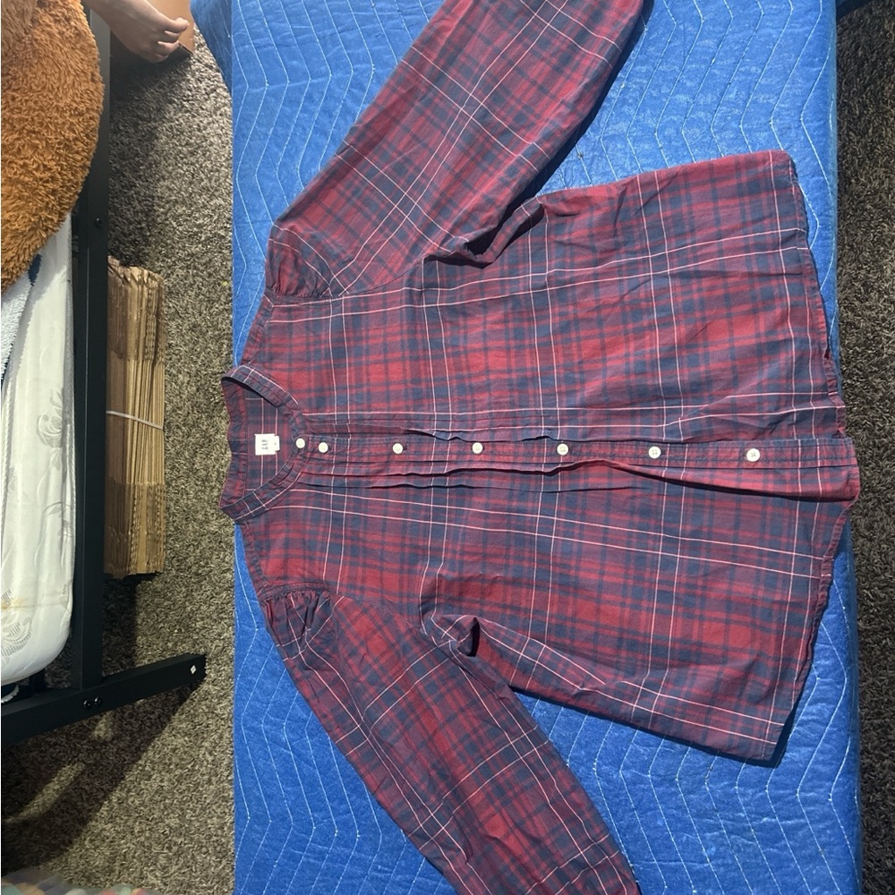 GAP Red and Navy Plaid Shirt